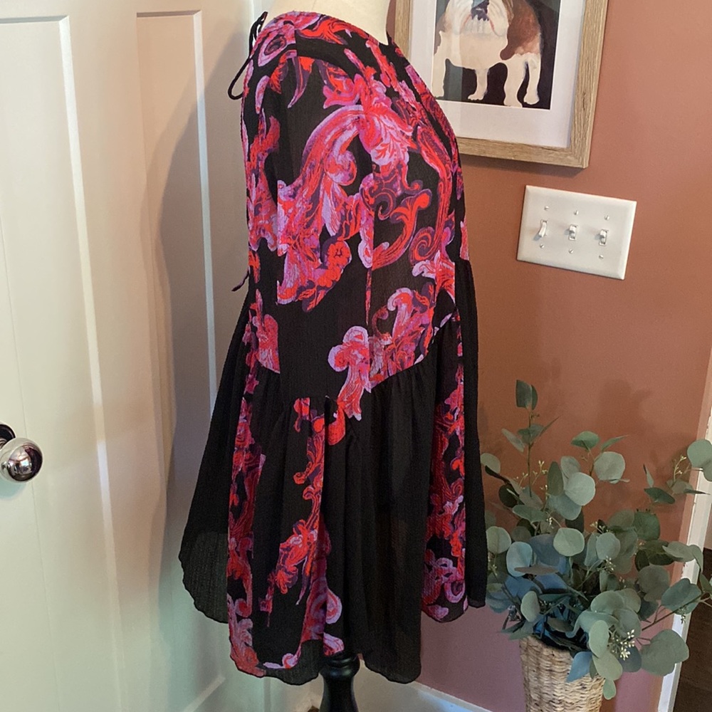 Free People Intimately Symphony Slip sheer bell sleeve XS boho open back tunic - Picture 7 of 15